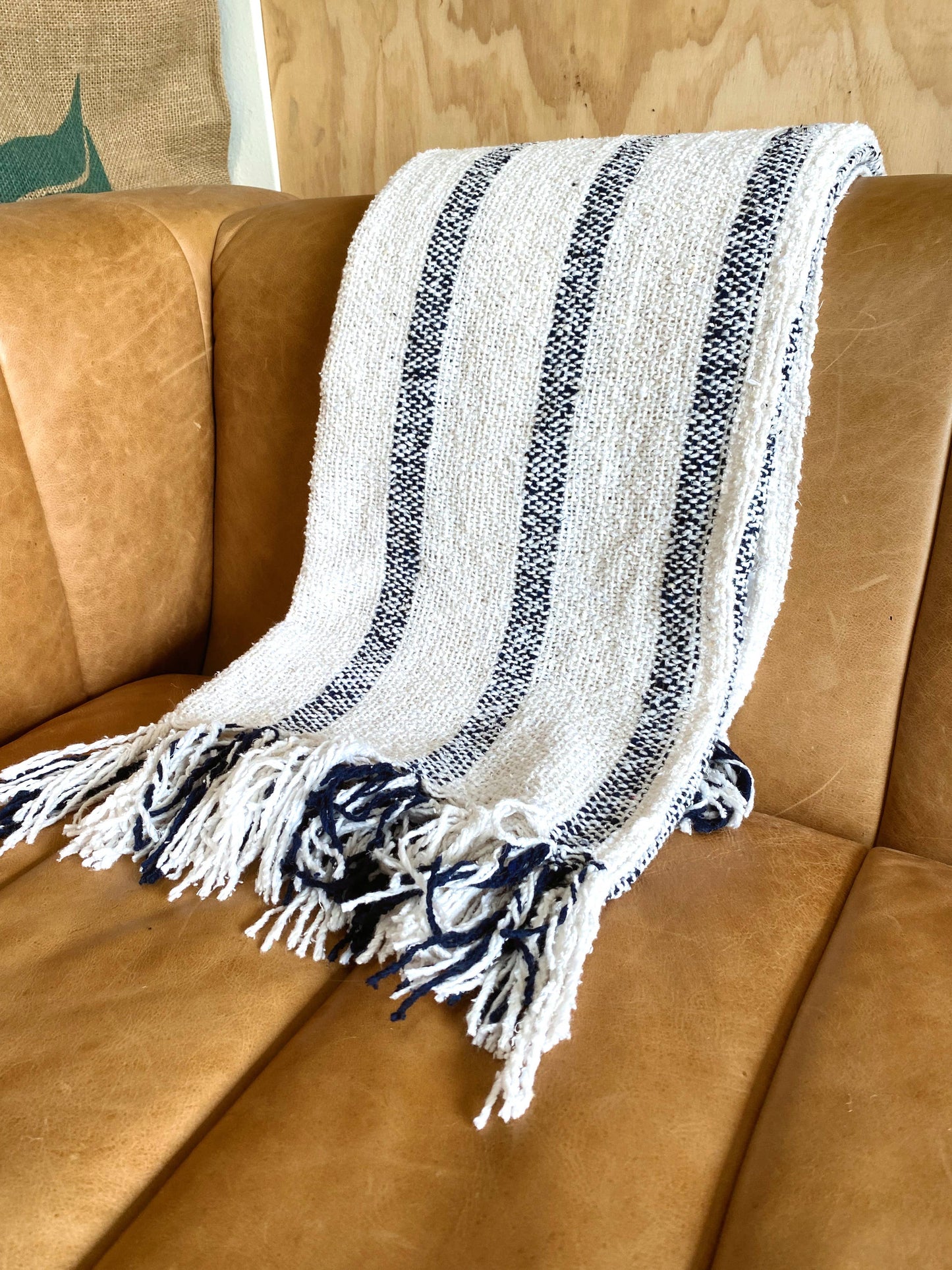 Riviera Stripe Navy - Sustainable Recycled Blanket
