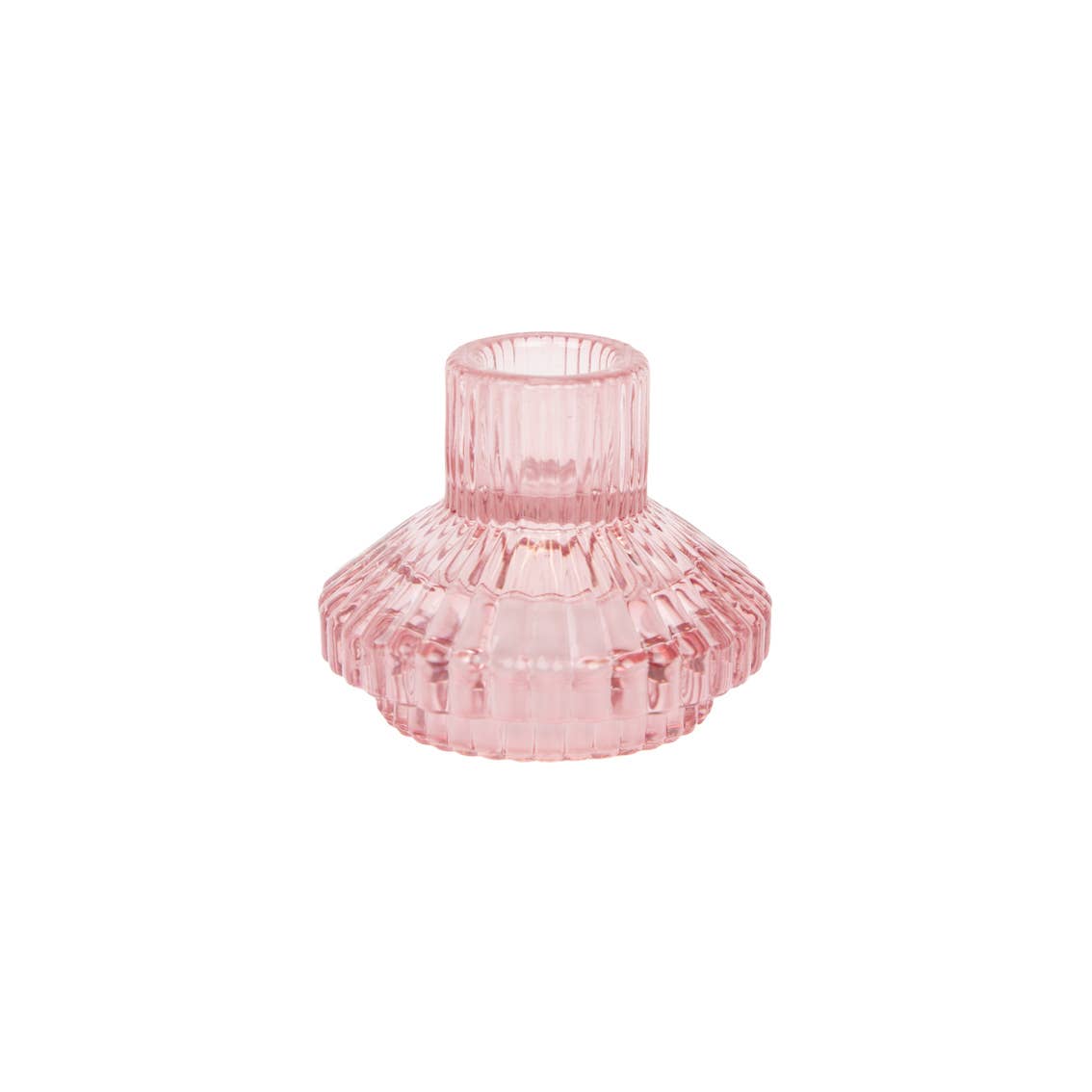 Small Ribbed Glass Candle Holders