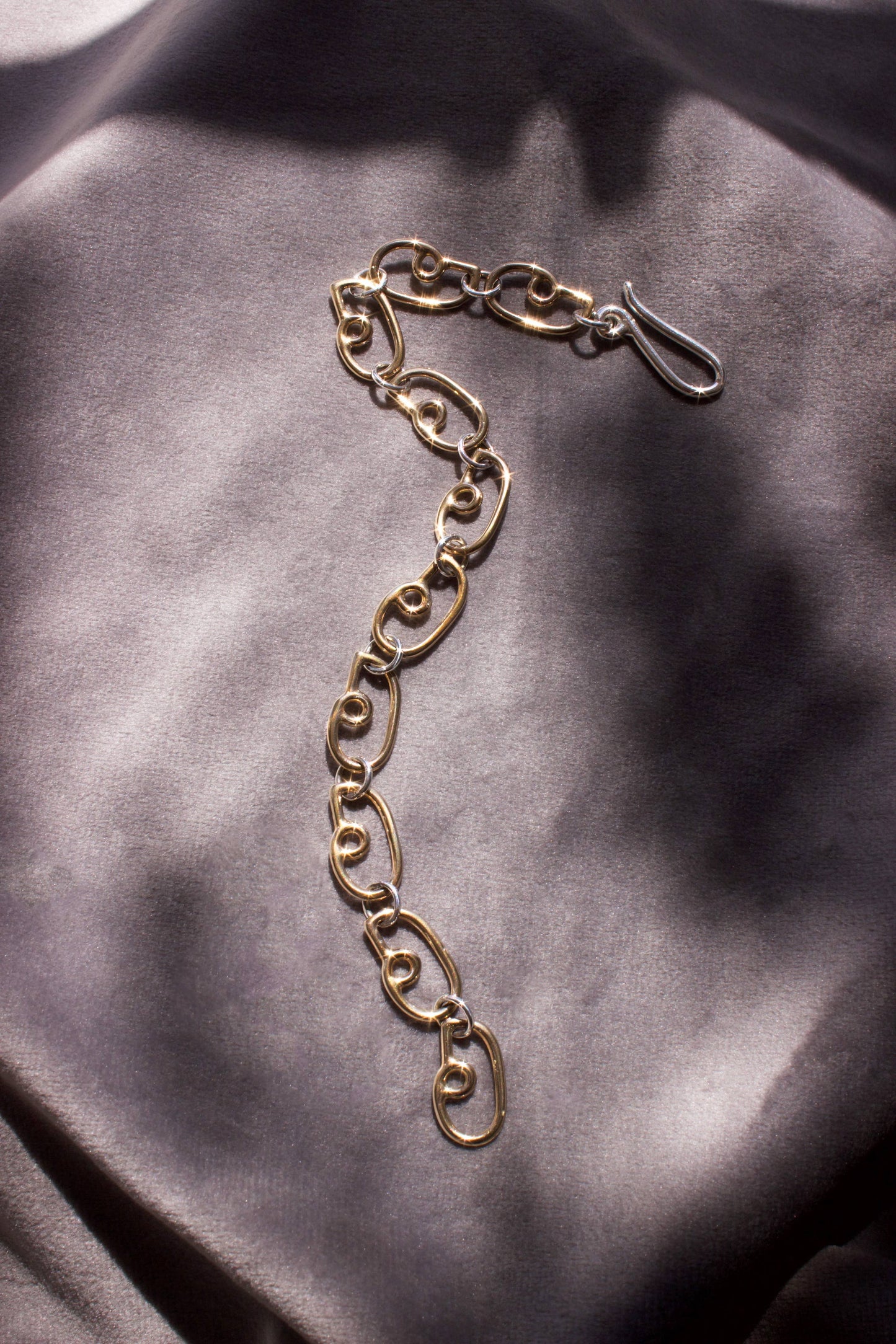 Abstract Chain Link Bracelet, Profile, Chunky Chain 