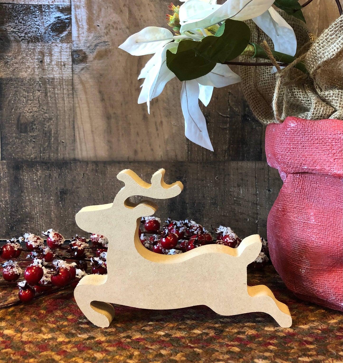 Wood Reindeer Shelf Sitter