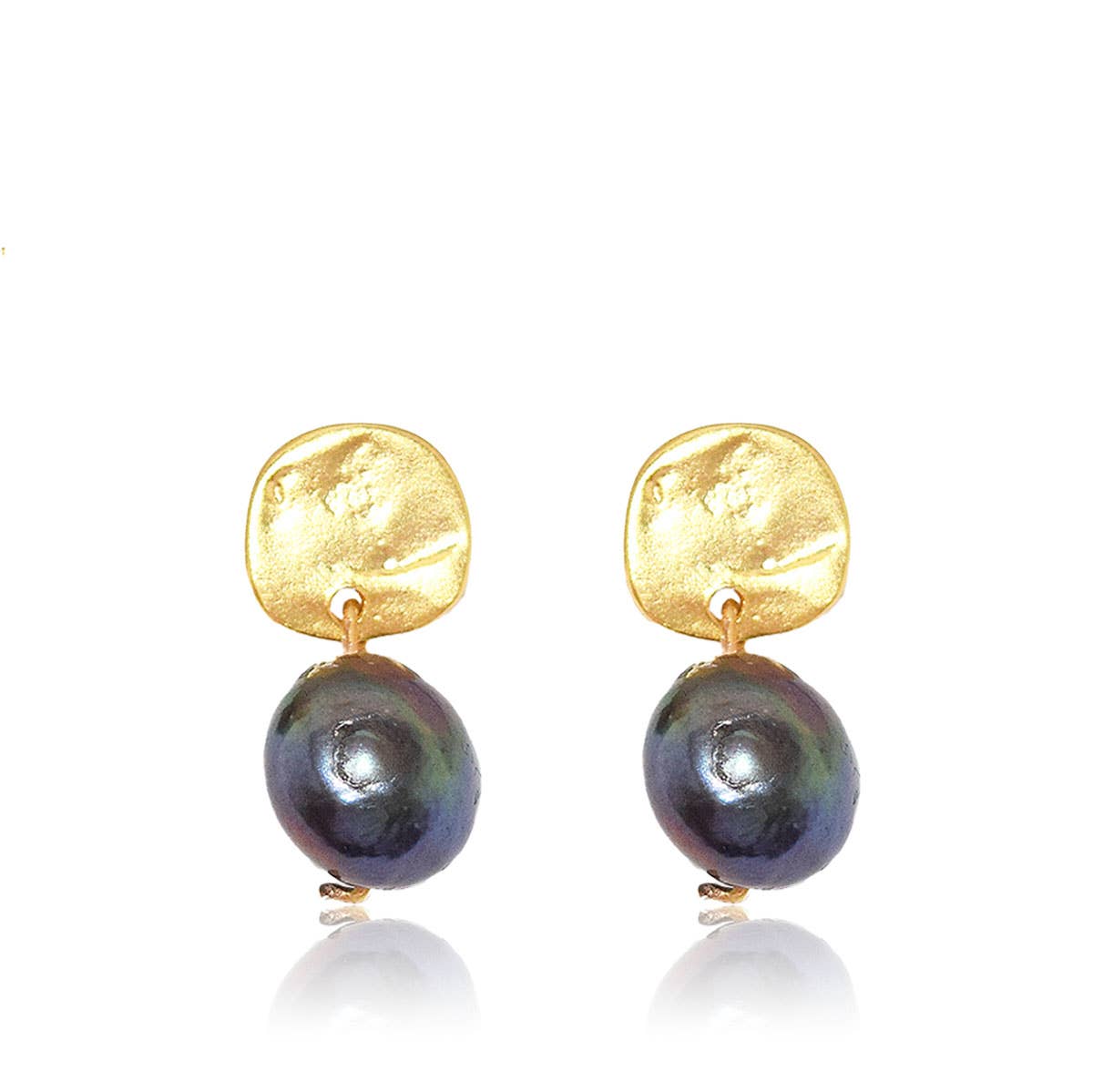 Peacock Pearl Drop Earrings with Coin Studs