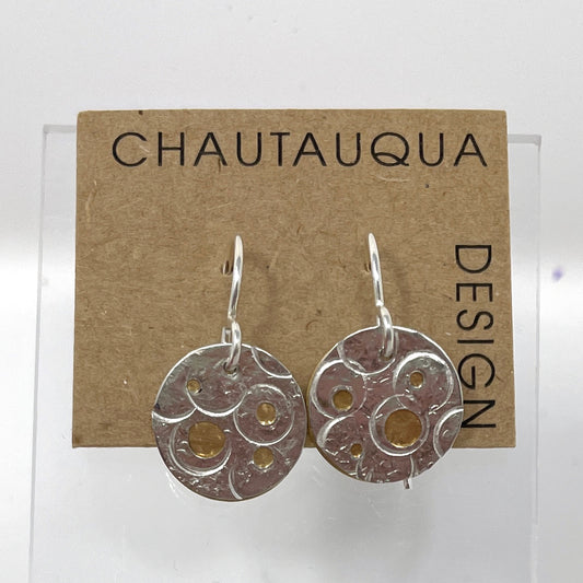 Silver and Brass Pierced Disc Earrings