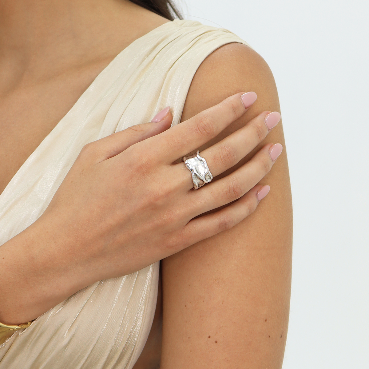 Sculptural Crumpled Foil Ring - Eye-Catching Accessory