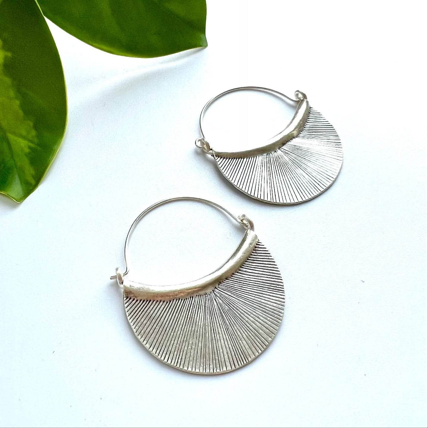 Sterling Silver Etched Petal Earring