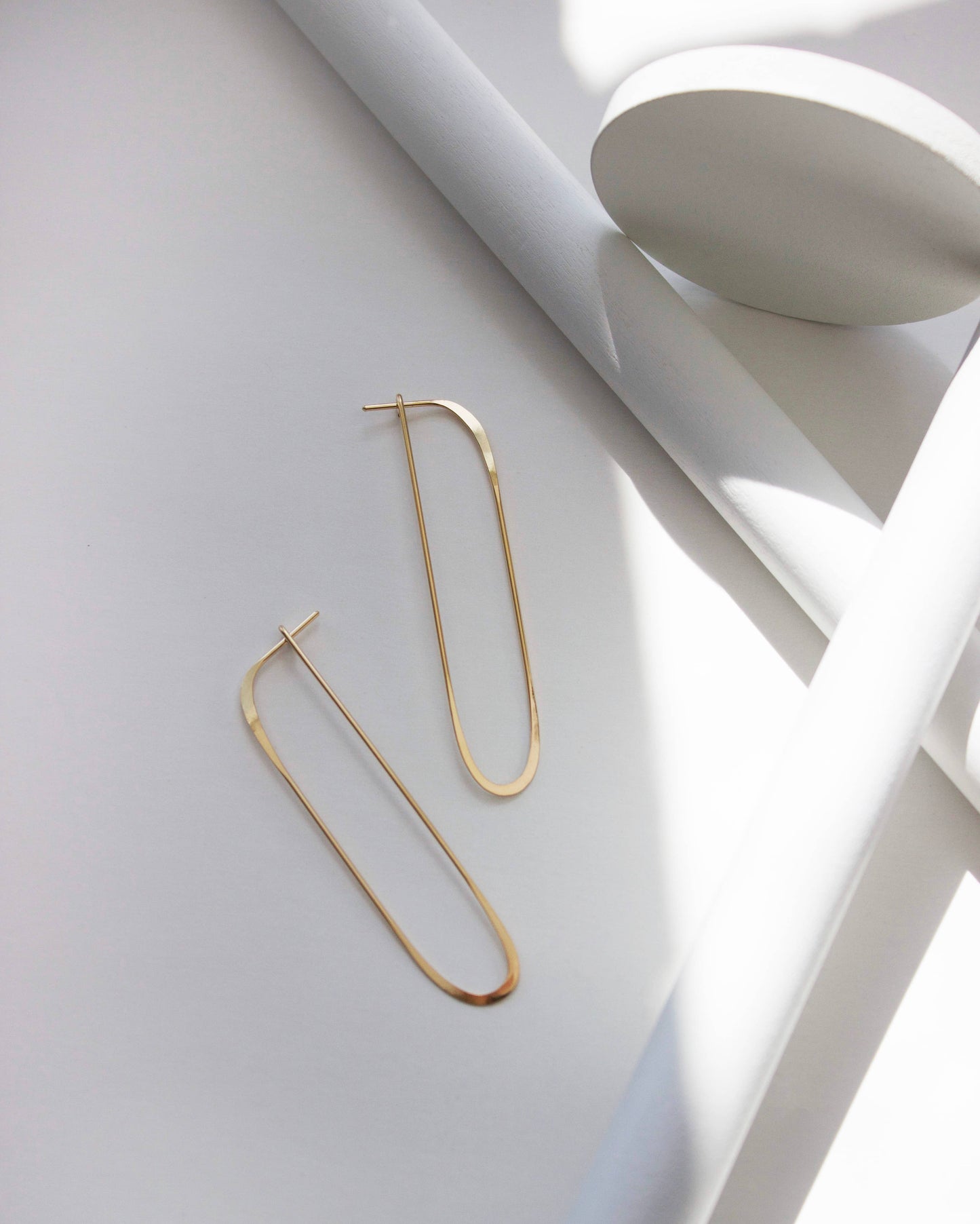 Long Oval Earrings, Delicate, Lightweight, Gold Fill, Silver