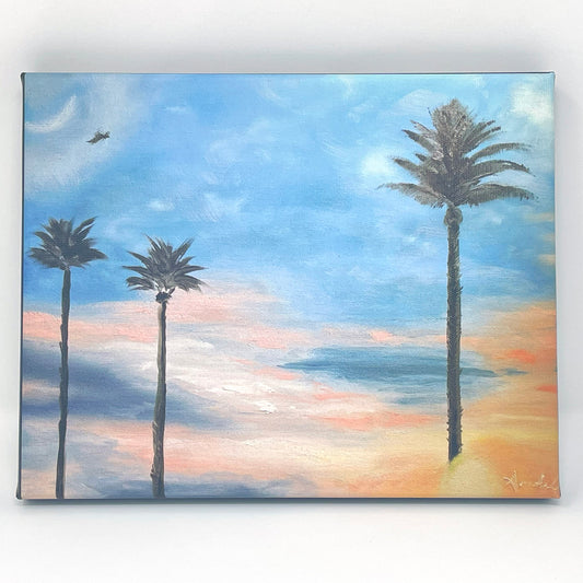 "Palms with Crescent Moon" Canvas Print