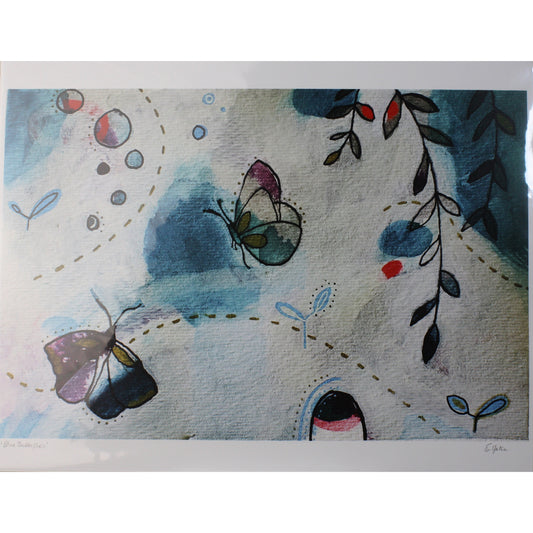 "Blue Butterflies" Art Print