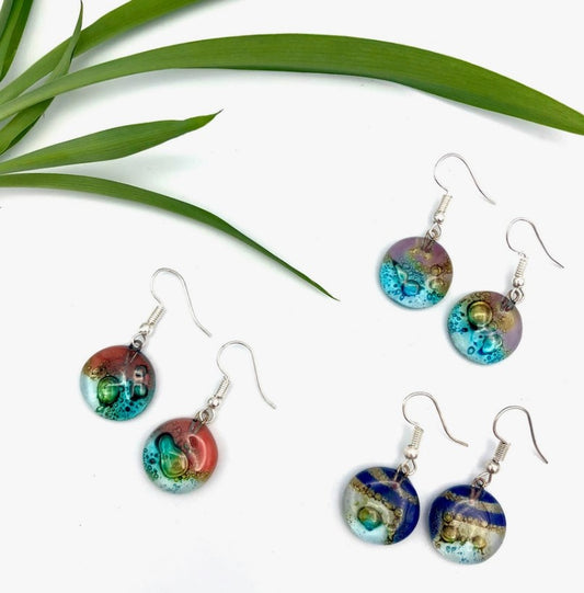 Small Circle Glass Earrings - Assorted