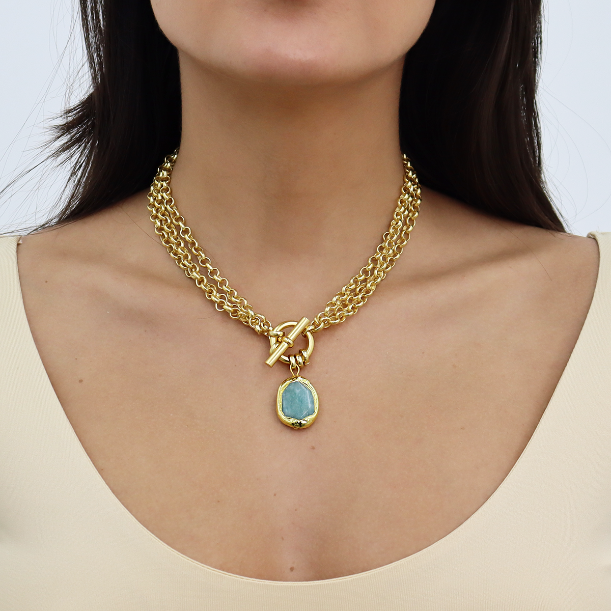 Amazonite Stone Statement Necklace