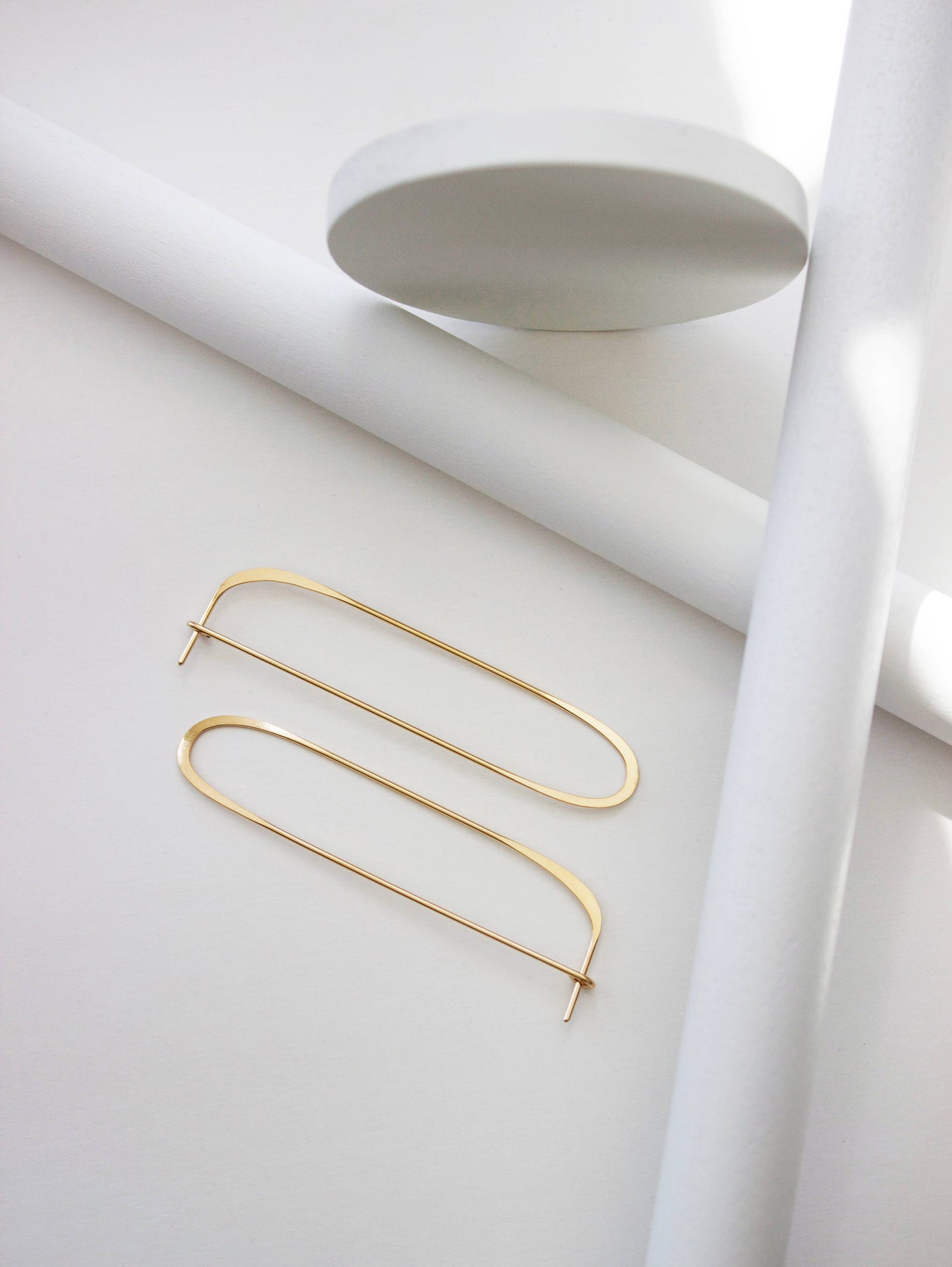 Long Oval Earrings, Delicate, Lightweight, Gold Fill, Silver