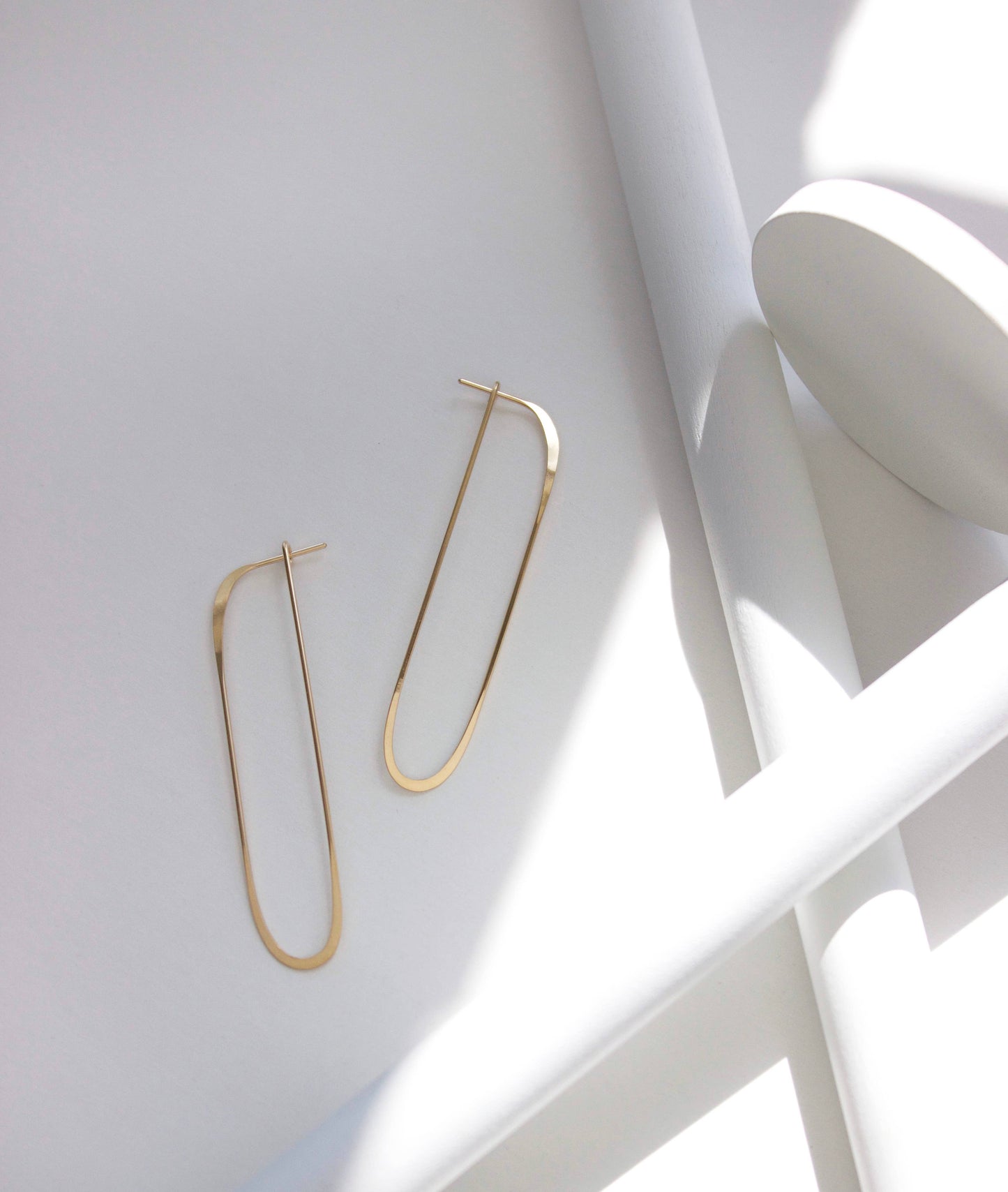 Long Oval Earrings, Delicate, Lightweight, Gold Fill, Silver