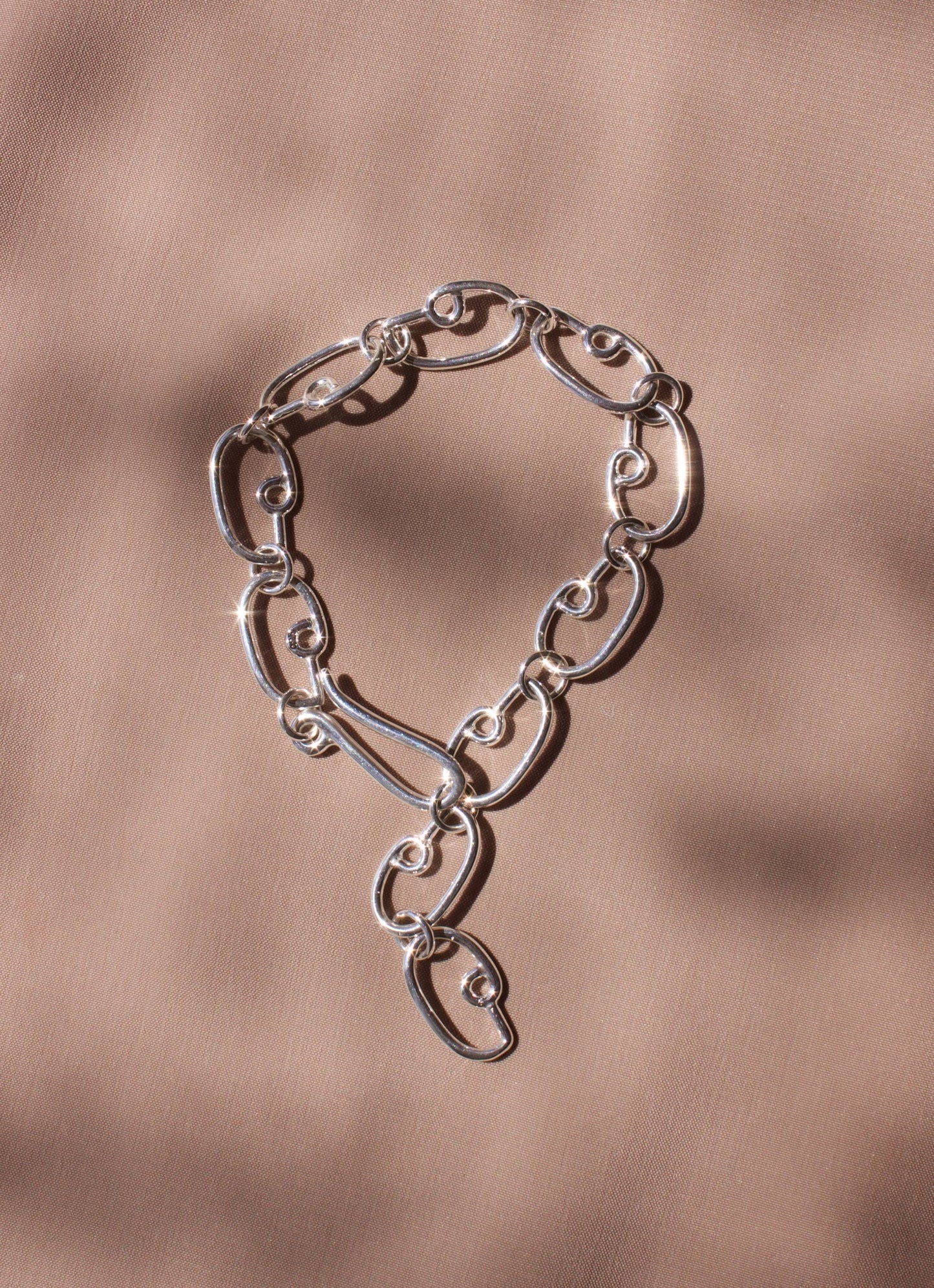 Abstract Chain Link Bracelet, Profile, Chunky Chain 
