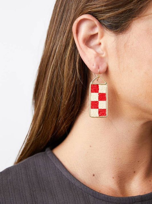 Cherry Checker Beaded Earrings