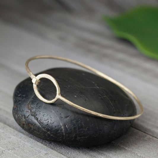 Brushed Brass Circle Bracelet