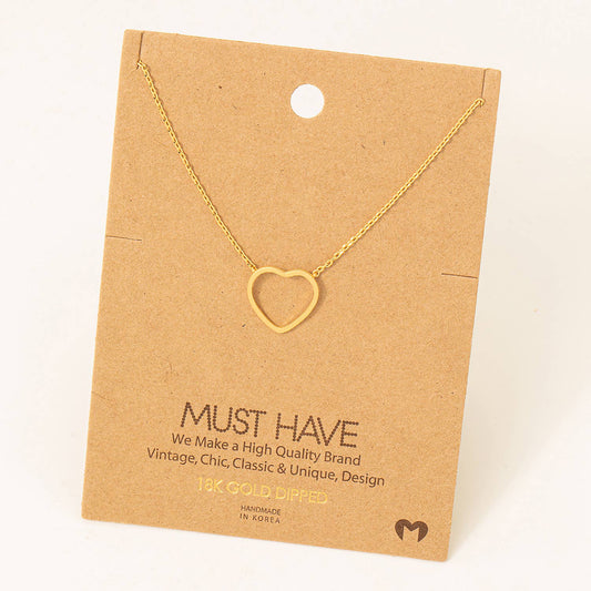 Dainty Heart Outline Pendant Necklace