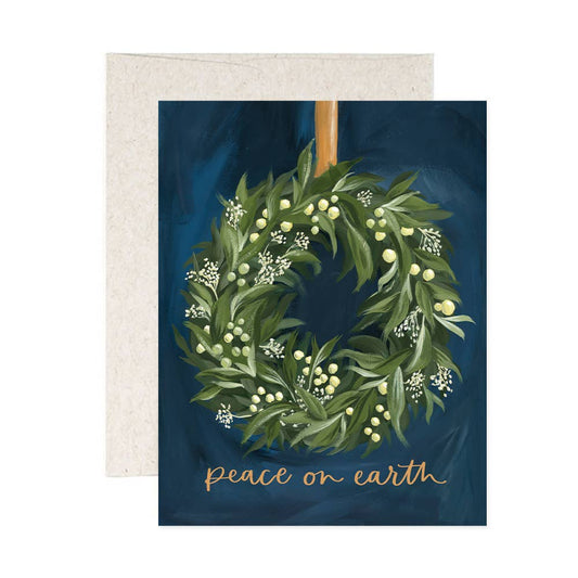 Wreath Peace Christmas Holiday Greeting Card