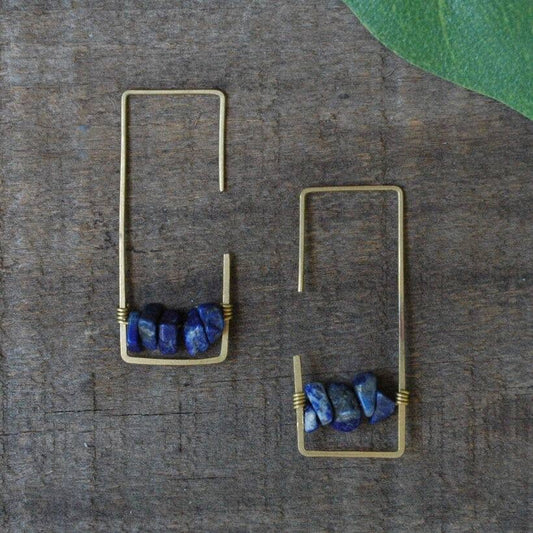 Labradorite Sterling Silver Stone Bar Earring