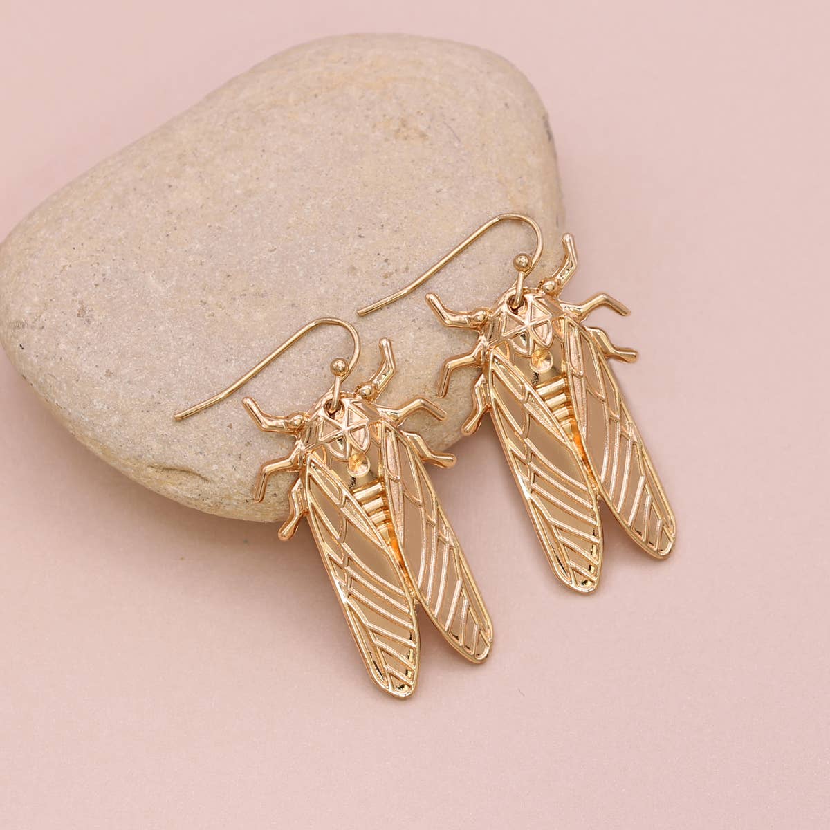 Gold Cicada Insect Earrings