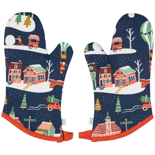 Candy Cane Lane Christmas Oven Mitts Set of 2