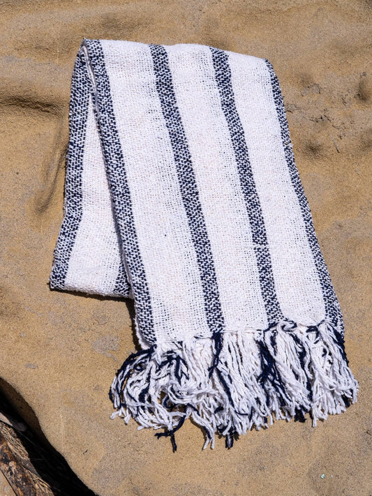 Riviera Stripe Navy - Sustainable Recycled Blanket