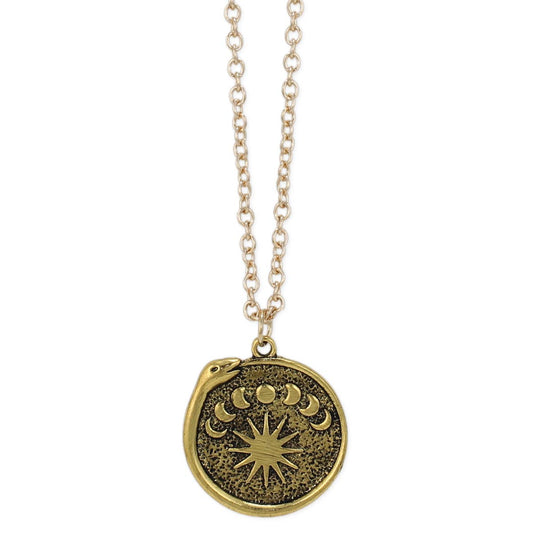 Gold Lunar Ouroboros Necklace 30% off