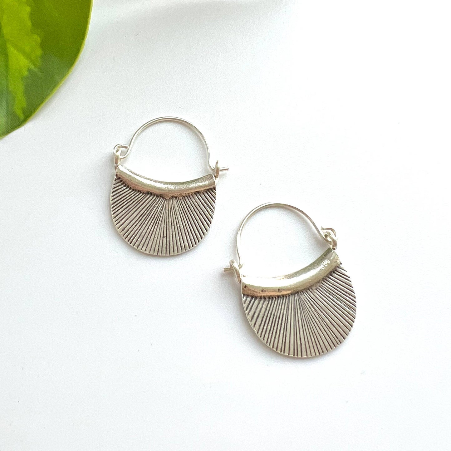 Sterling Silver Etched Petal Earring