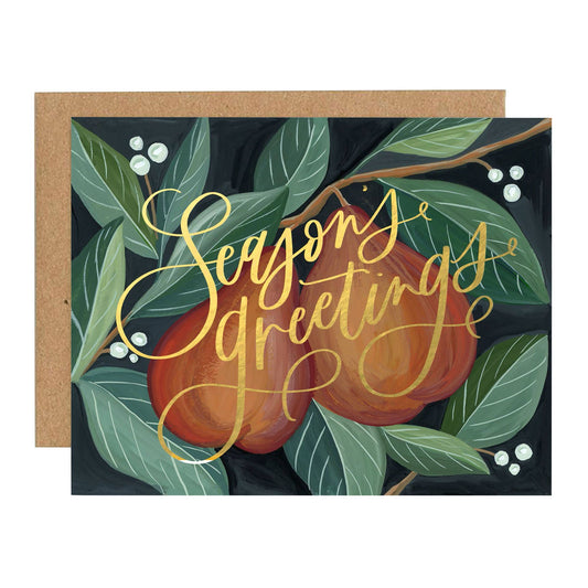 Christmas Pears Holiday Greeting Card